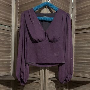 Express Burgandy V-Neck Blouse